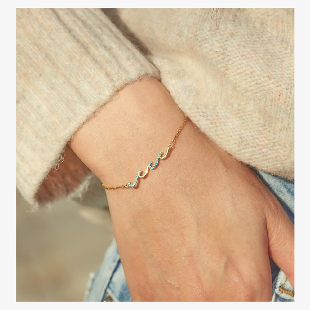 🆕 Daughter Bracelets, Wave Bracelet S925 Silver Plated with 18K Rose Gold